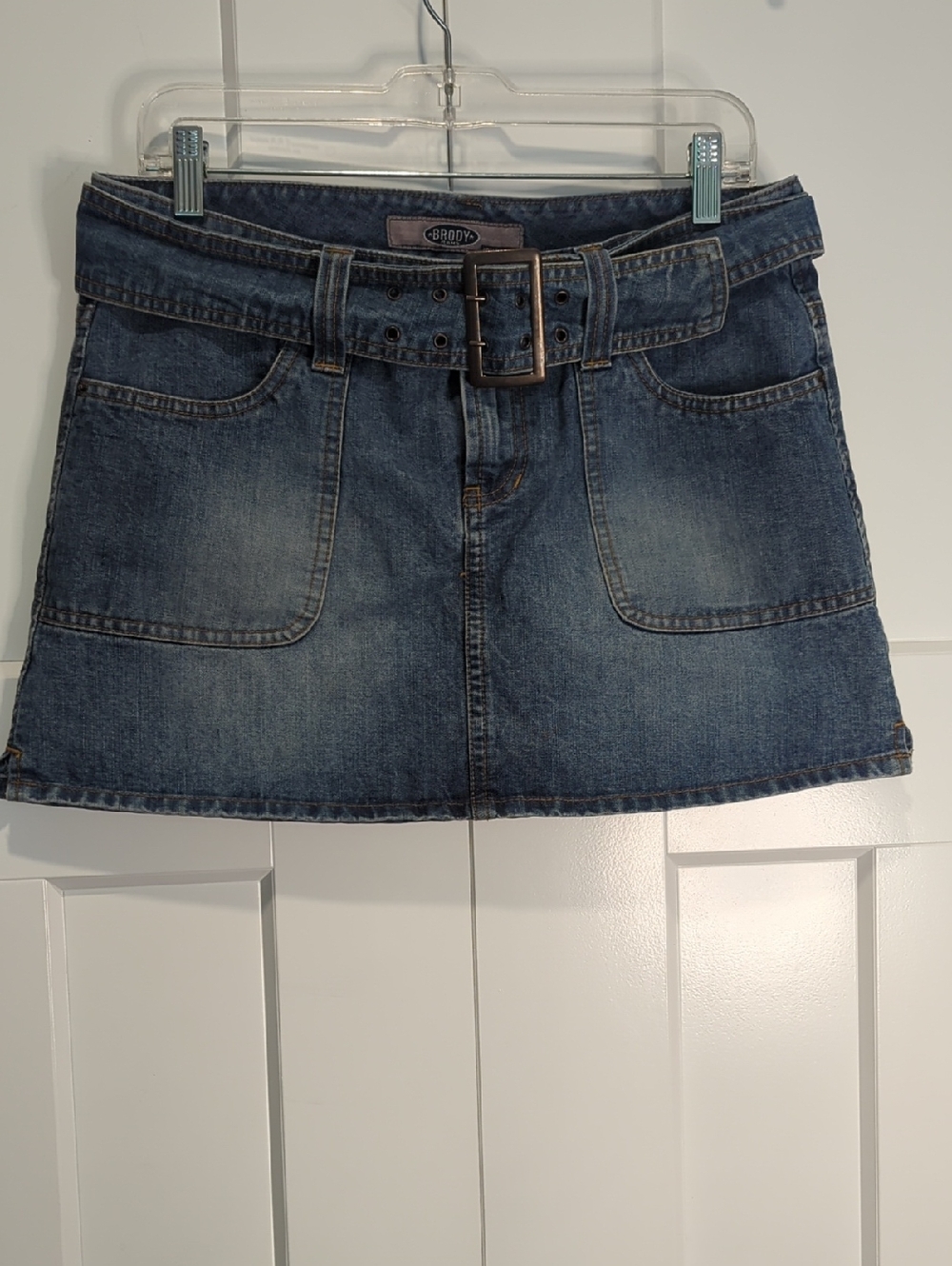 Vintage Brody Blue Denim Mini Skirt with Belt Size 13